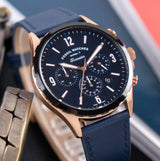 Fossil Forrester Chronograph Blue Dial Blue Leather Strap Watch for Men - FS5814 Buy Now By Fossil
