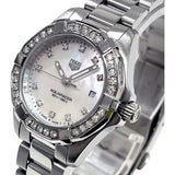 Shop Tag Heuer Aquaracer Diamonds Mother of Pearl White Dial Silver Steel Strap Watch for Women - WBD1415.BA0741 in USA