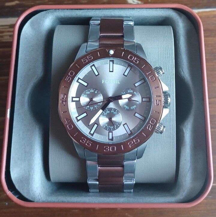 Fossil Bannon Multifunction Brown Dial Two Tone Steel Strap Watch for Men - BQ2502 Buy Now By Fossil