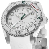 Shop Gucci Dive Quartz White Dial White Rubber Strap Watch For Men - YA136337 in USA