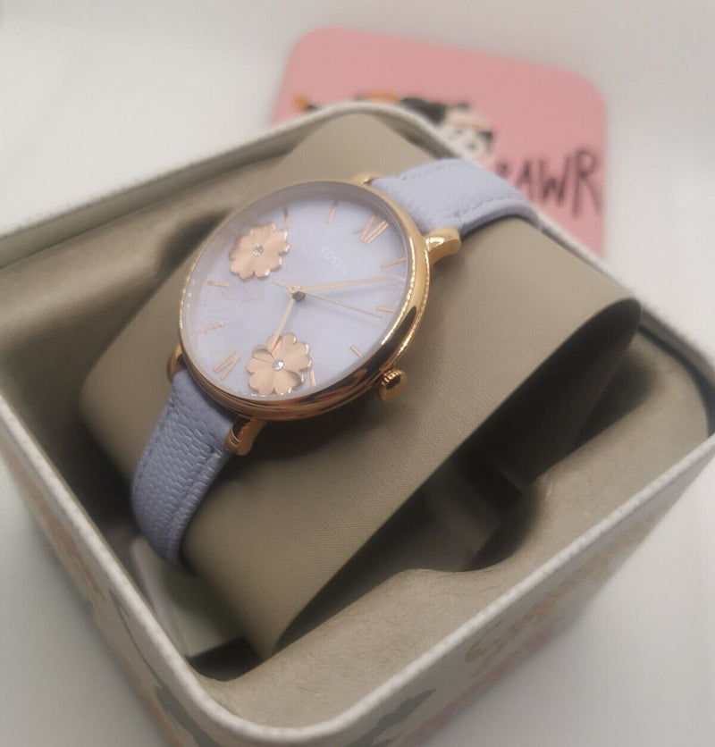 Shop Fossil Jacqueline Purple Dial Purple Leather Strap Watch for Women - ES4814 in USA