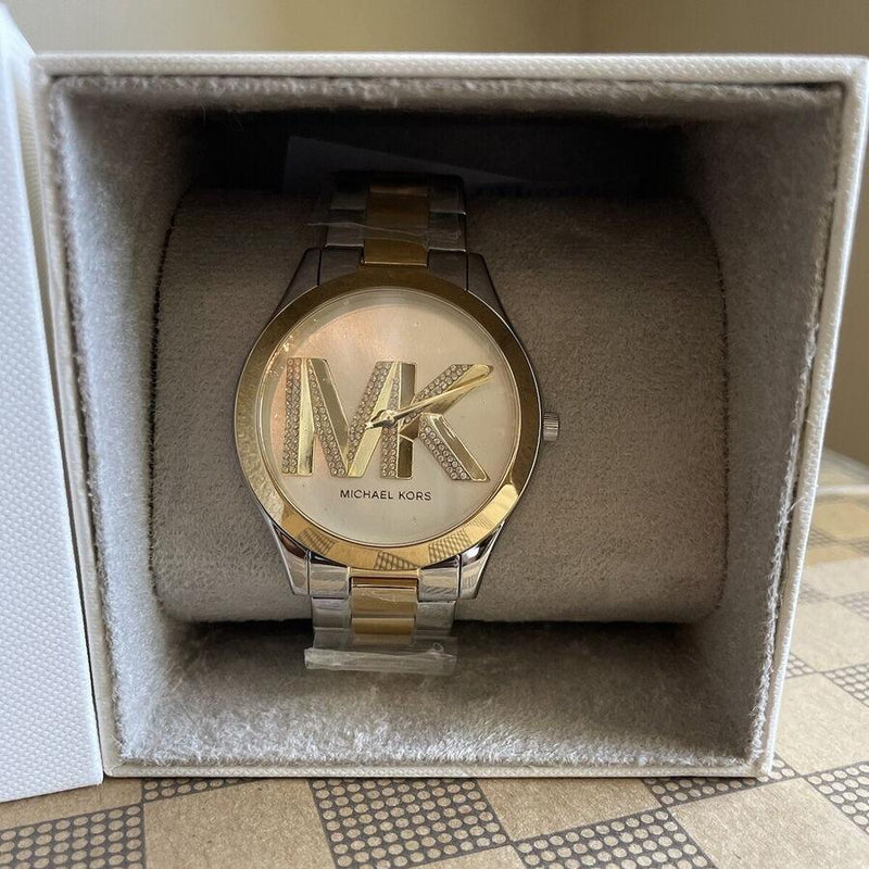 Michael Kors Slim Runway Three Hand Silver Dial Two Tone Steel Strap Watch For Women - MK4735 Buy Now By Michael Kors