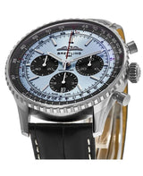 Shop Breitling Navitimer B01 Chronograph 43 Blue Dial Black Leather Strap Watch for Men - AB0138241C1P1 in USA