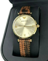 Emporio Armani Gianni T Bar Beige Dial Brown Leather Strap Watch For Women - AR1883 Buy Now By Emporio Armani