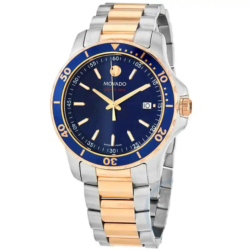 Movado Series 800 Blue Dial Two Tone Steel Strap Watch for Men - 2600149 Buy Now By Movado
