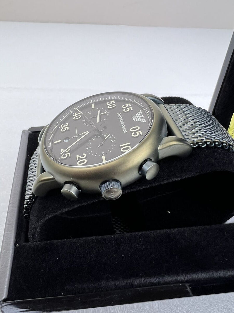 Emporio Armani Luigi Quartz Chronograph Black Dial Green Mesh Bracelet Watch For Men - AR11115 Buy Now By Emporio Armani