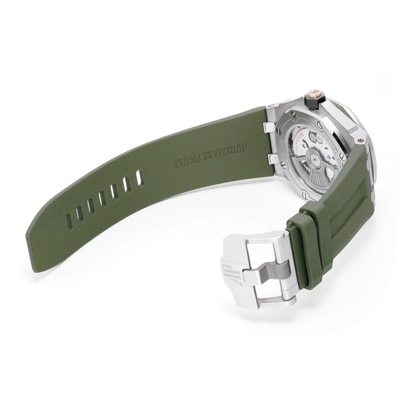 Audemars Piguet Royal Oak Offshore Diver Green Dial Green Rubber Strap Watch for Men - 15720ST.OO.A052CA.01