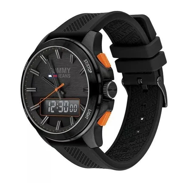 Tommy Hilfiger Jeans Analog Black Dial Black Silicone Strap Watch For Men - 1791763 Buy Now By Tommy Hilfiger