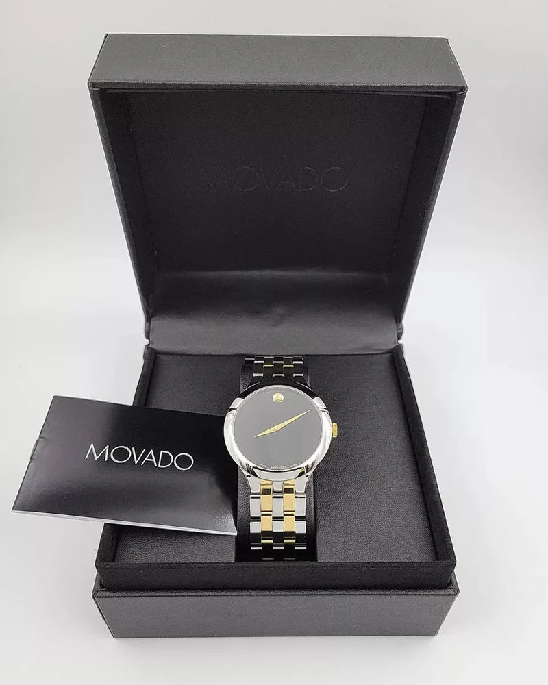 Shop Movado Veturi Quartz Black Dial Two Tone Steel Strap Watch for Women - 0606933 in USA