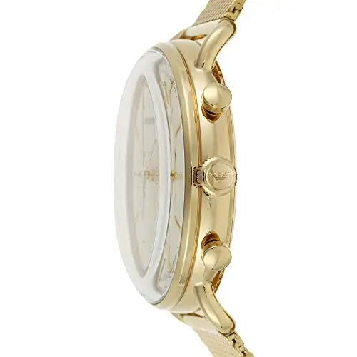 Emporio Armani Aviator Chronograph Quartz Beige Dial Gold Mesh Bracelet Watch For Men - AR11315 Buy Now By Emporio Armani