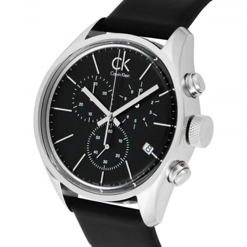 Calvin Klein Masculine Chronograph Black Dial Black Leather Strap Watch for Men - K2H27102 Buy Now By Calvin Klein