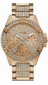 Guess Frontier Chronograph Crystals Rose Gold Dial Rose Gold Steel Strap Watch for Men - W0799G3 Buy Now By Guess
