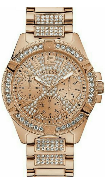 Guess Frontier Chronograph Crystals Rose Gold Dial Rose Gold Steel Strap Watch for Men - W0799G3 Buy Now By Guess