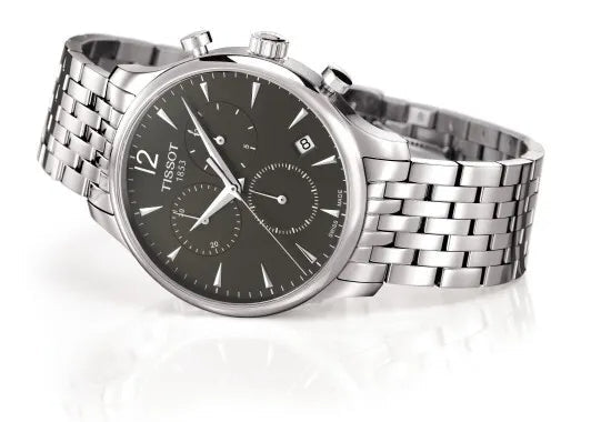 Tissot T Classic Tradition Chronograph Black Dial Silver Steel Strap Watch For Men - T063.617.11.057.00 Buy Now By Tissot