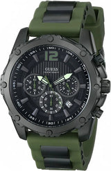 Guess Sport Chronograph Black Dial Green Silicone Strap Watch for Men - W0167G4 Buy Now By Guess