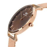 Daniel Wellington Petite Amber Brown Dial Gold Mesh Strap Watch For Women - DW00100476 Buy Now By Daniel Wellington