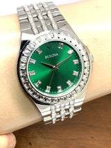 Bulova Phantom Classic Baguette Green Dial Silver Steel Strap Watch for Men - 96A253 Buy Now By Bulova