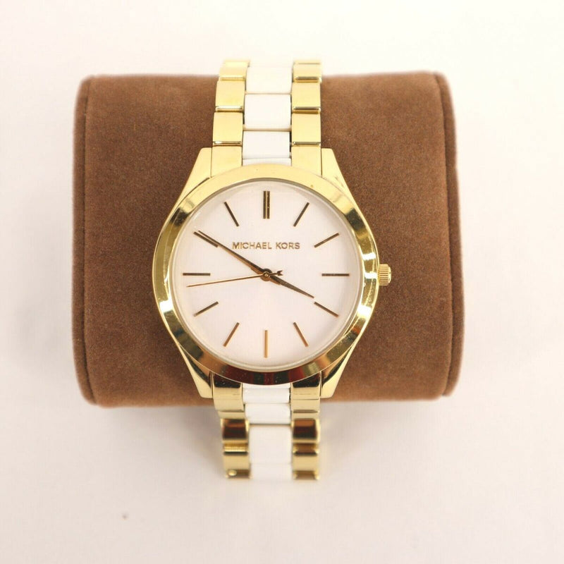Michael Kors Slim Runway Quartz White Dial Two Tone Steel Strap Watch For Women - MK4295 Buy Now By Michael Kors