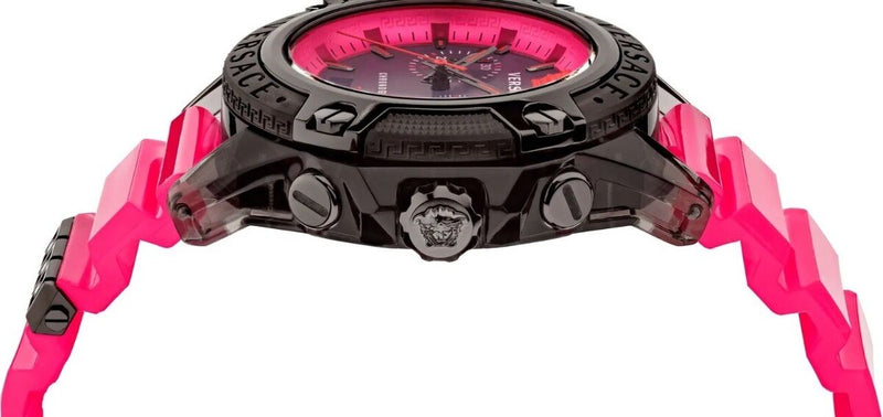 Versace Icon Active Chronograph Quartz Black Dial Pink Rubber Strap Watch For Men - VEZ700221 Buy Now By Versace