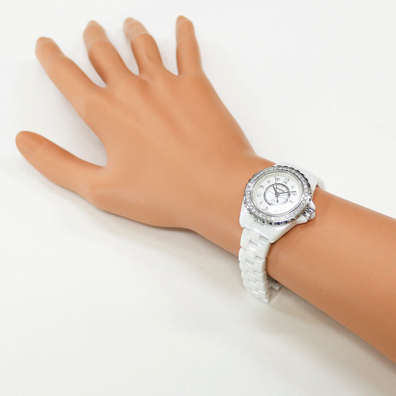 Chanel J12 Diamonds Quartz White Dial White Steel Strap Watch for Women - J12 H2572