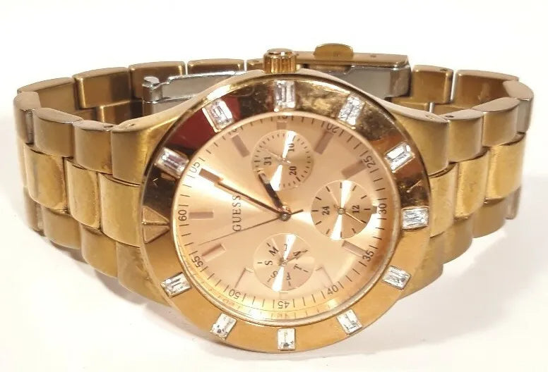 Guess Glisten Multifunction Quartz Rose Gold Dial Rose Gold Steel Strap Watch For Women - W16017L1 Buy Now By Guess