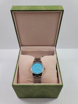 Shop Gucci G Timeless Quartz Turquoise Dial Silver Steel Strap Unisex Watch - YA1265044 in USA