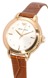 Emporio Armani Mia Quartz Silver Dial Brown Leather Strap Watch For Women - AR11525 Buy Now By Emporio Armani