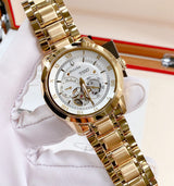 Bulova BVA Skeleton Silver Dial Gold Steel Strap Watch for Men - 97A108 Buy Now By Bulova