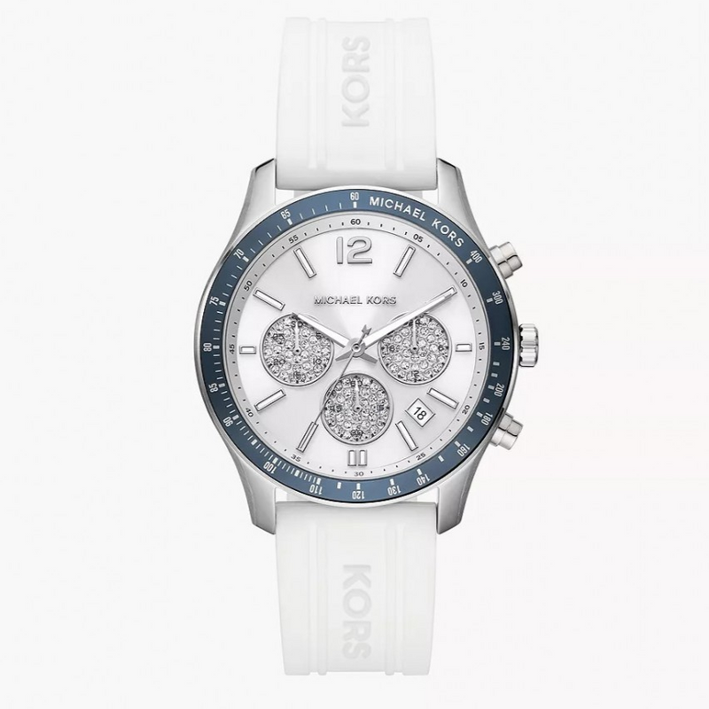 Michael Kors Berkley Chronograph Silver Dial White Rubber Strap Watch For Women - MKO1040 Buy Now By Michael Kors