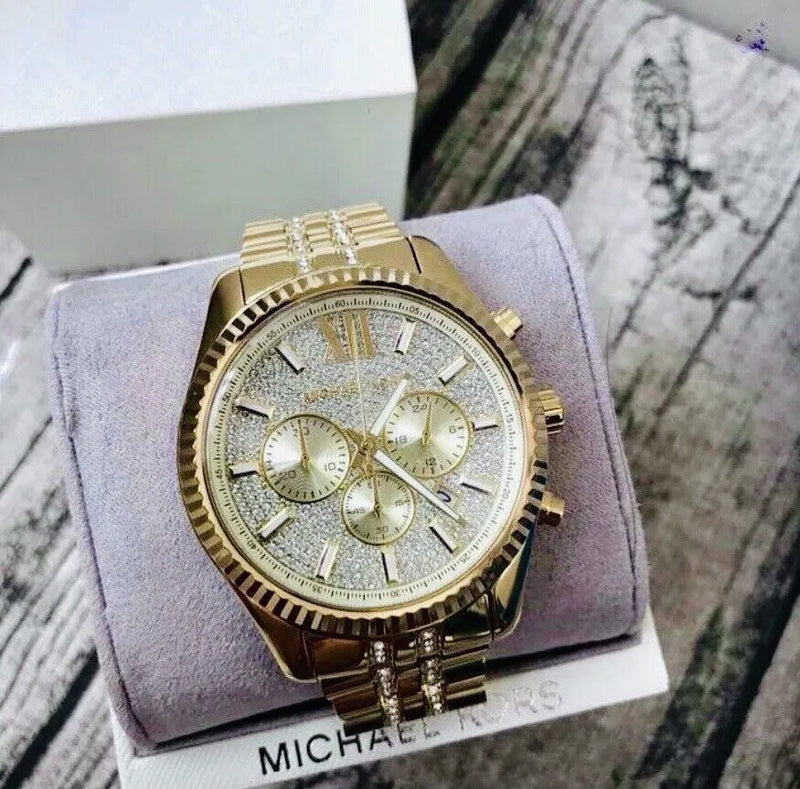 Michael Kors Lexington Chronograph Gold Dial Gold Steel Strap Watch For Men - MK8579 Buy Now By Michael Kors