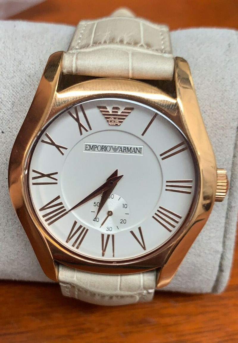 Emporio Armani Valente Analog Beige Dial Beige Leather Strap Watch For Men - AR1667 Buy Now By Emporio Armani
