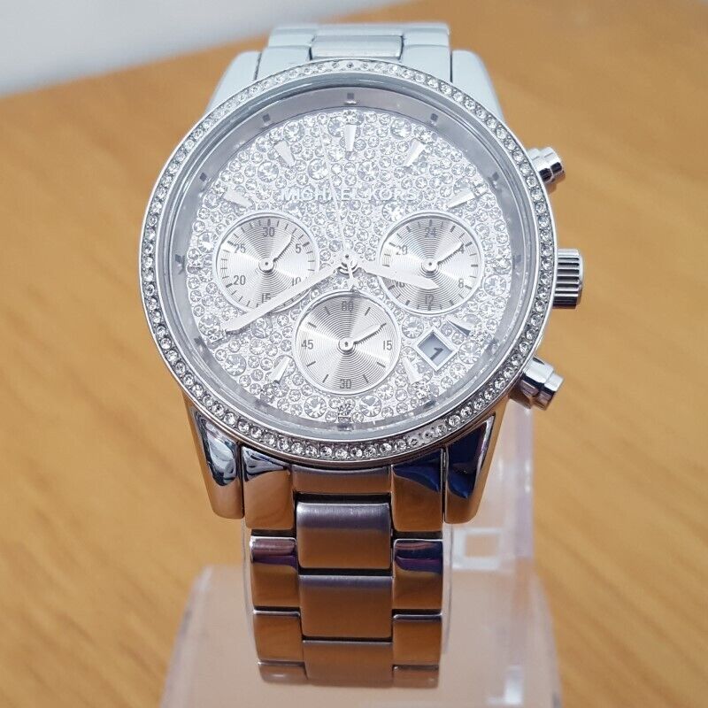 Michael Kors Ritz Chronograph Crystals Silver Dial Silver Steel Strap Watch For Women - MK7301 Buy Now By Michael Kors