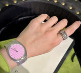 Gucci 25H Quartz Pink Dial Silver Steel Strap Watch for Women - YA163410 Buy Now By Gucci