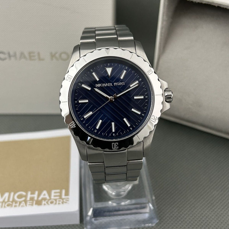 Michael Kors Everest Three-Hand Blue Dial Silver Steel Strap Watch For Men - MK9079 Buy Now By Michael Kors