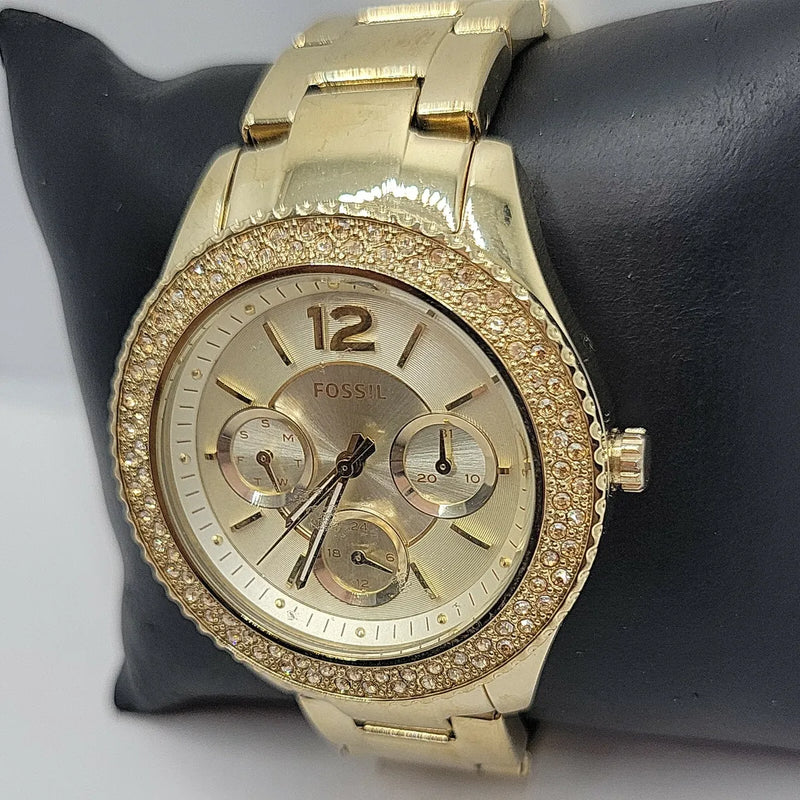 Fossil Stella Multifunction Gold Dial Gold Steel Strap Watch for Women - ES3589 Buy Now By Fossil