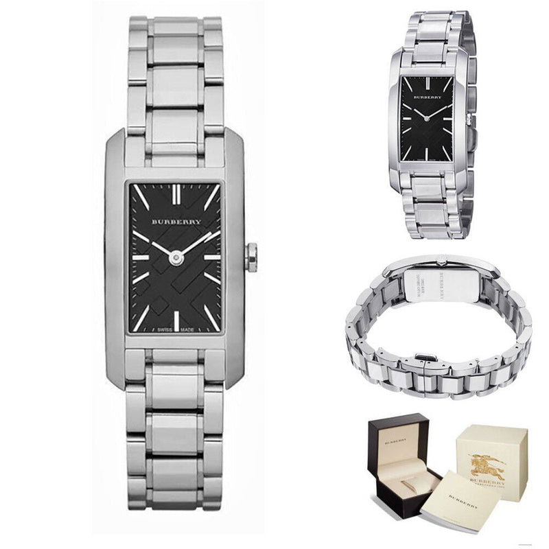 Shop Burberry Heritage Black Dial Silver Steel Strap Watch For Women - BU9601 in USA