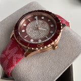 Michael Kors Runway Three-Hand Quartz Red Dial Red Leather Strap Watch For Women - MK7179 Buy Now By Michael Kors