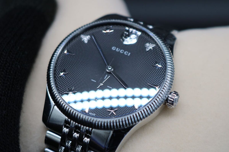 Gucci G Timeless Automatic Black Dial Silver Steel Strap Watch For Men - YA126353 Buy Now By Gucci