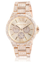 Shop Michael Kors Camille Pavé Crystals Gold Dial Gold Steel Strap Watch for Women - MK6958 in USA