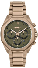 Hugo Boss Classic Chronograph Green Dial Beige Gold Steel Strap Watch For Men - 1514019 Buy Now By Hugo Boss