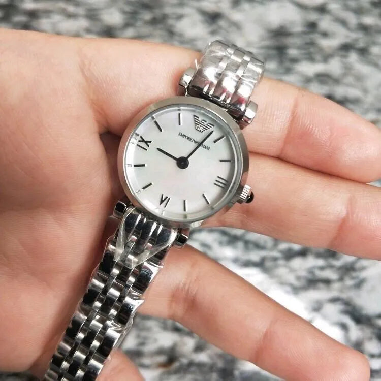 Emporio Armani Gianni T Bar Mother of Pearl Dial Silver Steel Strap Watch For Women - AR1688 Buy Now By Emporio Armani