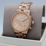 Michael Kors Ritz Chronograph Rose Gold Dial Rose Gold Steel Strap Watch For Women - MK7223 Buy Now By Michael Kors