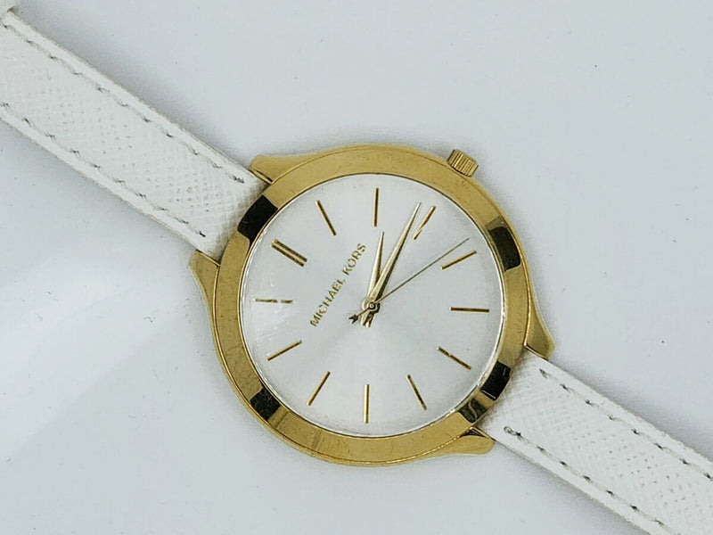 Michael Kors Slim Runway White Dial White Leather Strap Watch For Women - MK2273 Buy Now By Michael Kors