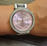Michael Kors Parker Chronograph Pink Dial Silver Steel Strap Watch For Women - MK6105 Buy Now By Michael Kors