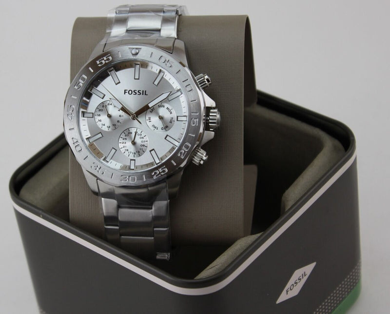 Fossil Bannon Multifunction Chronograph Silver Dial Silver Steel Strap Watch for Men - BQ2490 Buy Now By Fossil