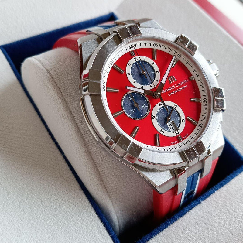 Maurice Lacroix Aikon Beach Volley Vikings Limited Edition Red Dial Red Rubber Strap Watch for Men - AI1018-SS001-530-6 Buy Now By Maurice Lacroix