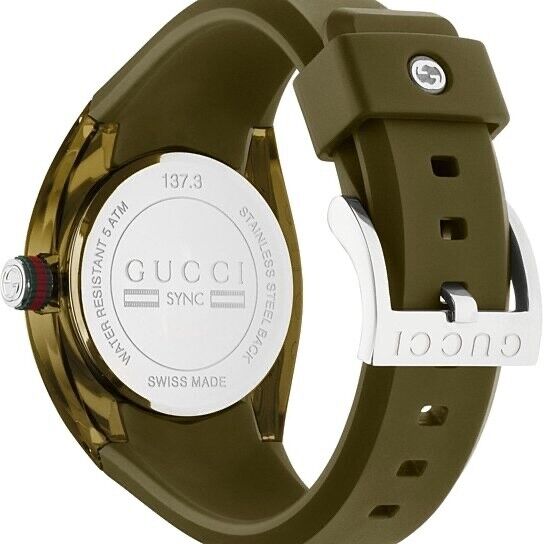 Shop Gucci Sync XXL Quartz Brown Dial Brown Leather Strap Watch For Men - YA137106 in USA