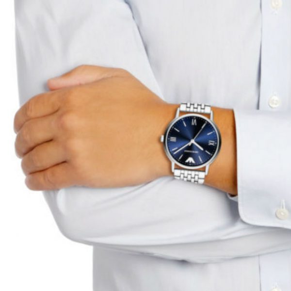 Emporio Armani Kappa Quartz Blue Dial Silver Steel Strap Watch For Men - AR80010 Buy Now By Emporio Armani