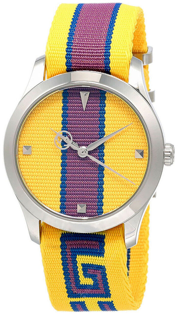 Shop Gucci G Timeless Quartz Yellow & Purple Dial Yellow & Purple NATO Strap Watch For Men - YA1264069 in USA
