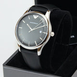 Emporio Armani Lambda Classic Quartz Black Dial Black Leather Strap Watch For Men - AR11020 Buy Now By Emporio Armani